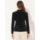 thumbnail image 3 of Blusa casual de manga larga con cuello en V de terciopelo para mujer Negro L, 3 of 4