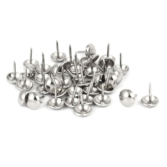 Unique Bargains Home Furniture Sofa Iron Upholstery Tack Domed Nail Silver Tone 7/16 inch Dia 40Pcs