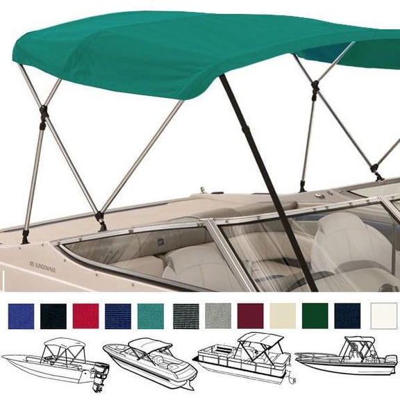 EliteShield 4 Bow Bimini Top Boat Cover Teal 4 Bow 96"L 54"H 97"- 103"W with Boot and Rear Poles