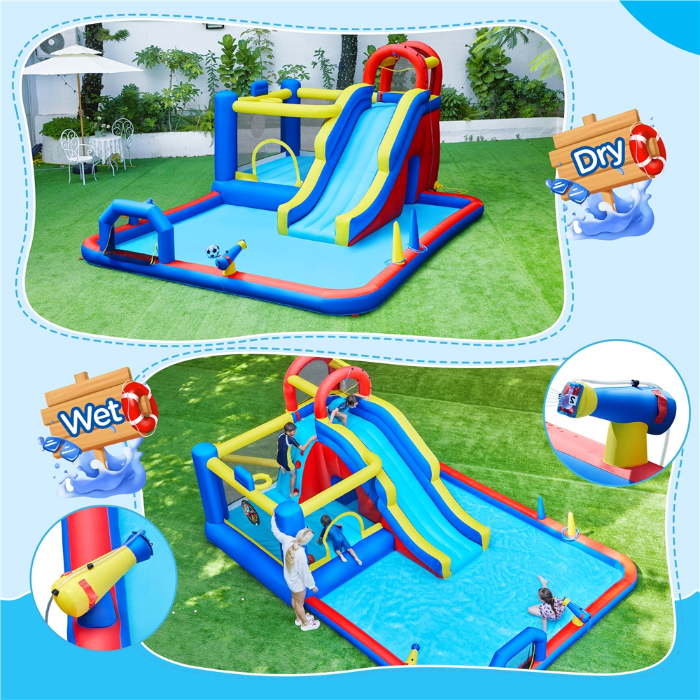 Yaheetech 10-In-1 Inflatable Water Slide with Storage Bag, Blue