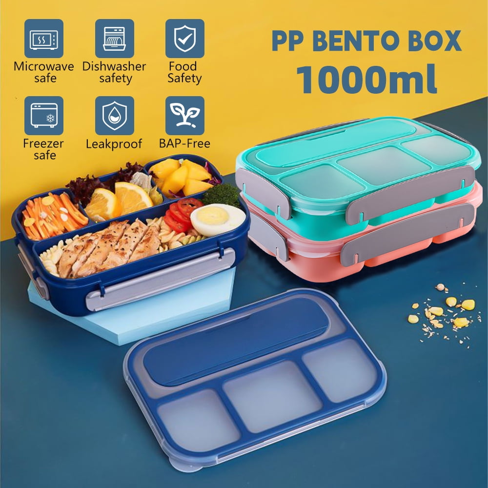 FOOYOO Bento Box for Kids, 3 Compartment, 1050ML, Leak-Proof, BPA-Free, Microwave, Freezer, Dishwasher Safe, Blue