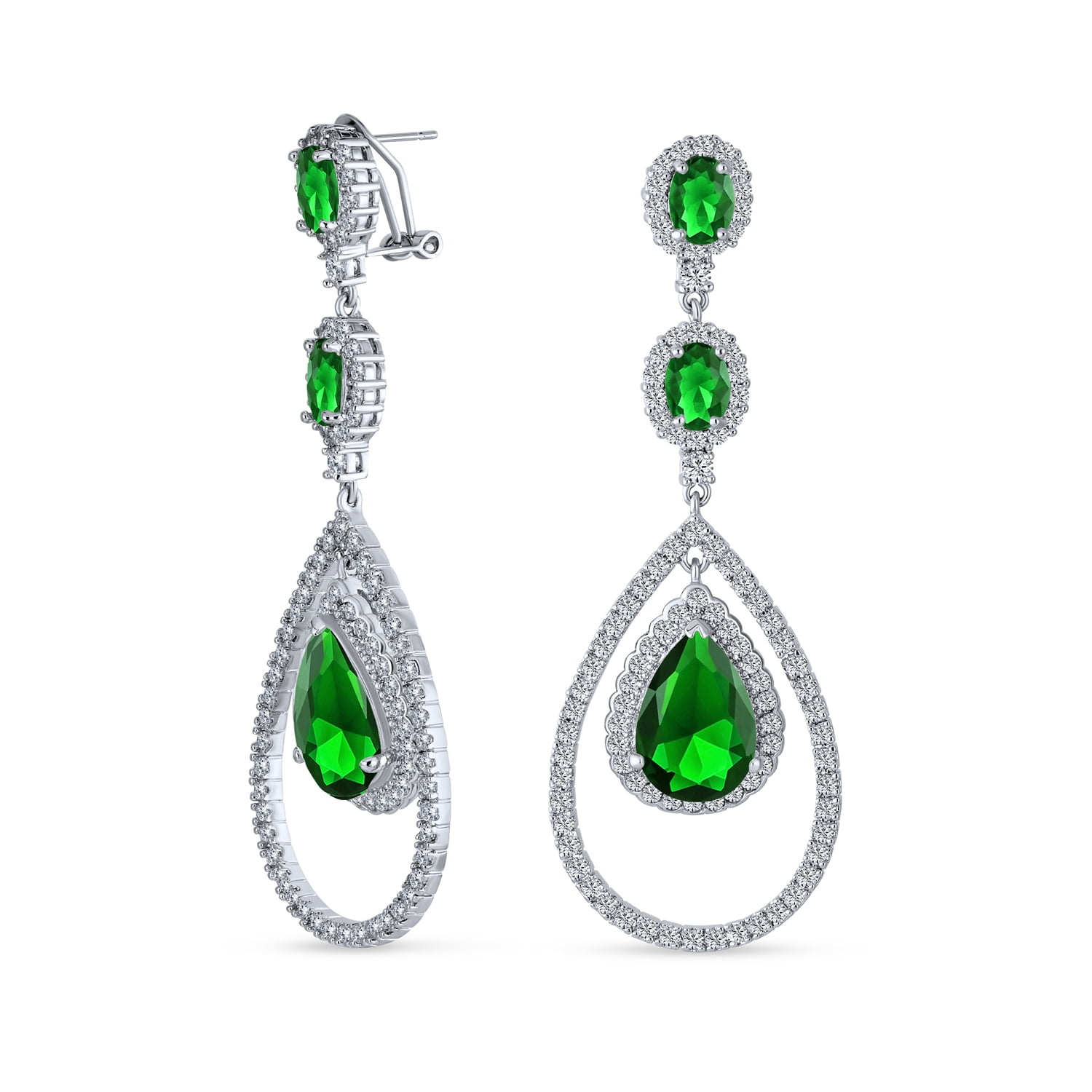 Art Deco Style Wedding Simulated Green Emerald AAA Cubic Zirconia