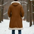 thumbnail image 5 of Mens Big Tall Shearling Coat Sherpa Fleece Lined Leather Jacket Warm Long Trench Hood Outwear for Christmas, 5 of 6