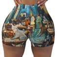thumbnail image 2 of Fotbe Whimsical Cats Night Cafe Shorts Sin Costuras – Shorts Deportivos de Cintura Alta para Mujer, Elásticos para Gimnasio, Yoga, Running o Ciclismo-X-Large, 2 of 8
