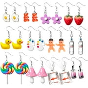 BeYumi 12 Pairs Funny Weird Dangle Earrings Kidcore Indie Y2K Aesthetic Jewelry