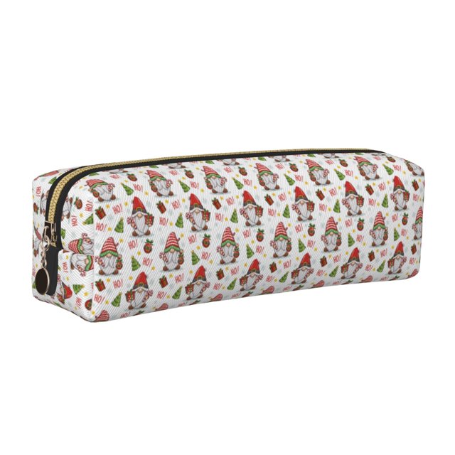Disketp Merry Christmas Santa Estuche de Lápices de Cuero con Cierre, Estuche Compacto para Papelería, Bolígrafos y Accesorios Pequeños