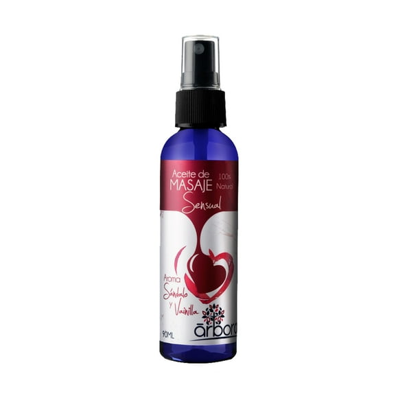 Árbora Aceite para Masaje Sensual aroma SÁNDALO, YLANG YLANG Y VAINILLA. Hidrata tu Piel, CONVIERTE TU CASA EN UN SPA Y VIVE UNA EXPERIENCIA DE MASAJE con ACEITES ESENCIALES. Aplicador en Spray 90ML ARBORA NA