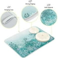 thumbnail image 4 of Silver Winter Teal Turquoise Snowflakes Christmas Dish Drying Mat for Kitchen Counter Absorbent Microfiber Large Drying Pad Dish mats for Kitchen Countertops 18 x 24 Inch, 4 of 7