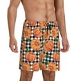 thumbnail image 2 of Sikiie Autumn Pumpkins Gingham Mens Pajama Shorts, Lightweight Lounge Pant with Pockets Soft Sleep Pj Shorts for Men4X-Large, 2 of 6