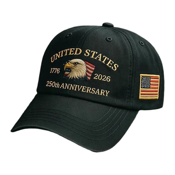 MOMOJIA United States 250th Anniversary Hat, Adjustable Cotton Printed Patriotic Baseball Cap for Men Women Anniversary Commemorative
