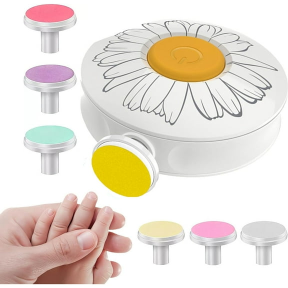 Electric Nail File Baby, Electric Baby Nail Trimmer Safe for Newborn Toddler Adult Toes Fingernails Care Trim Polish Kit 6 Grinding Heads Gift for Newborn Toddler Kids(White)