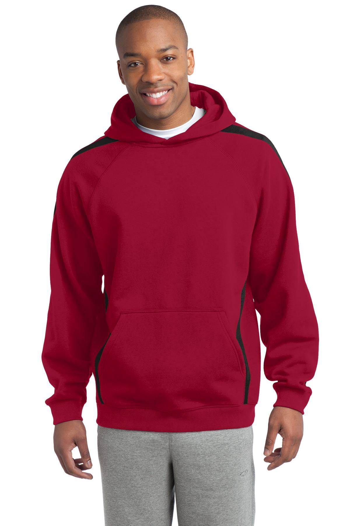 SPORT-TEK Mens Sleeve Stripe Pullover Hooded Sweatshirt 