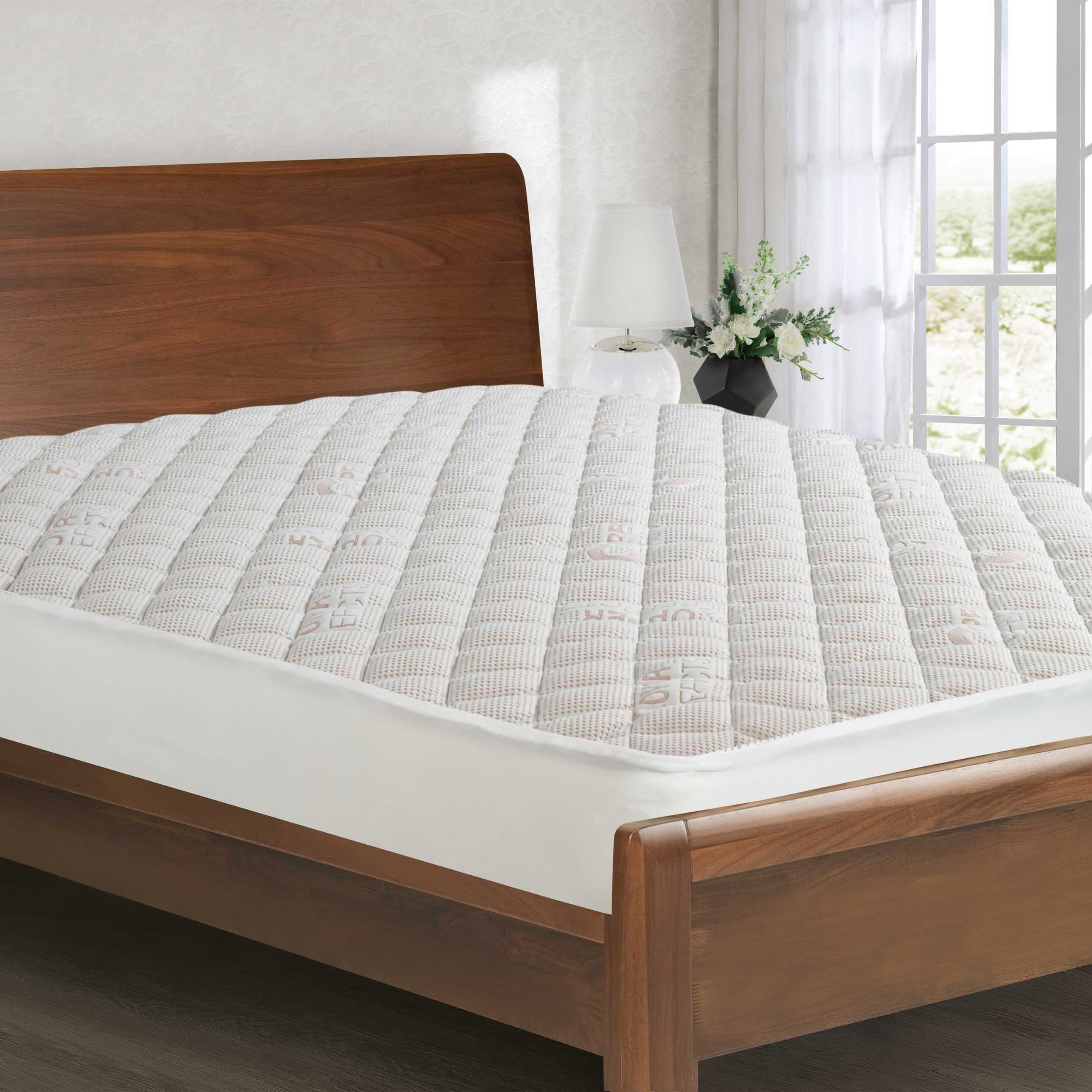 All-in-One Copper Effects Antimicrobial Fitted Mattress Pad, Queen