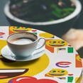 thumbnail image 2 of Ambesonne Emoji Fitted Round Tablecloth, Colorful Love Round Faces Art, 36"- 40" Diameter, White Mustard Multicolor, 2 of 4