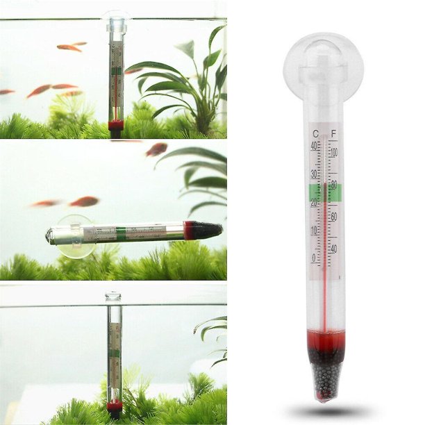 Termómetro de vidrio sumergible JINMJMXG 0 a 40 °C con ventosa para peces de acuario tropical
