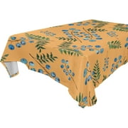 SKYSONIC 60"x120" Square Tablecloth with Blue Berry Seamless Pattern Prints, Anti-Wrinkle and Smooth Table Cloth for Kitchen/Home Party Decoration