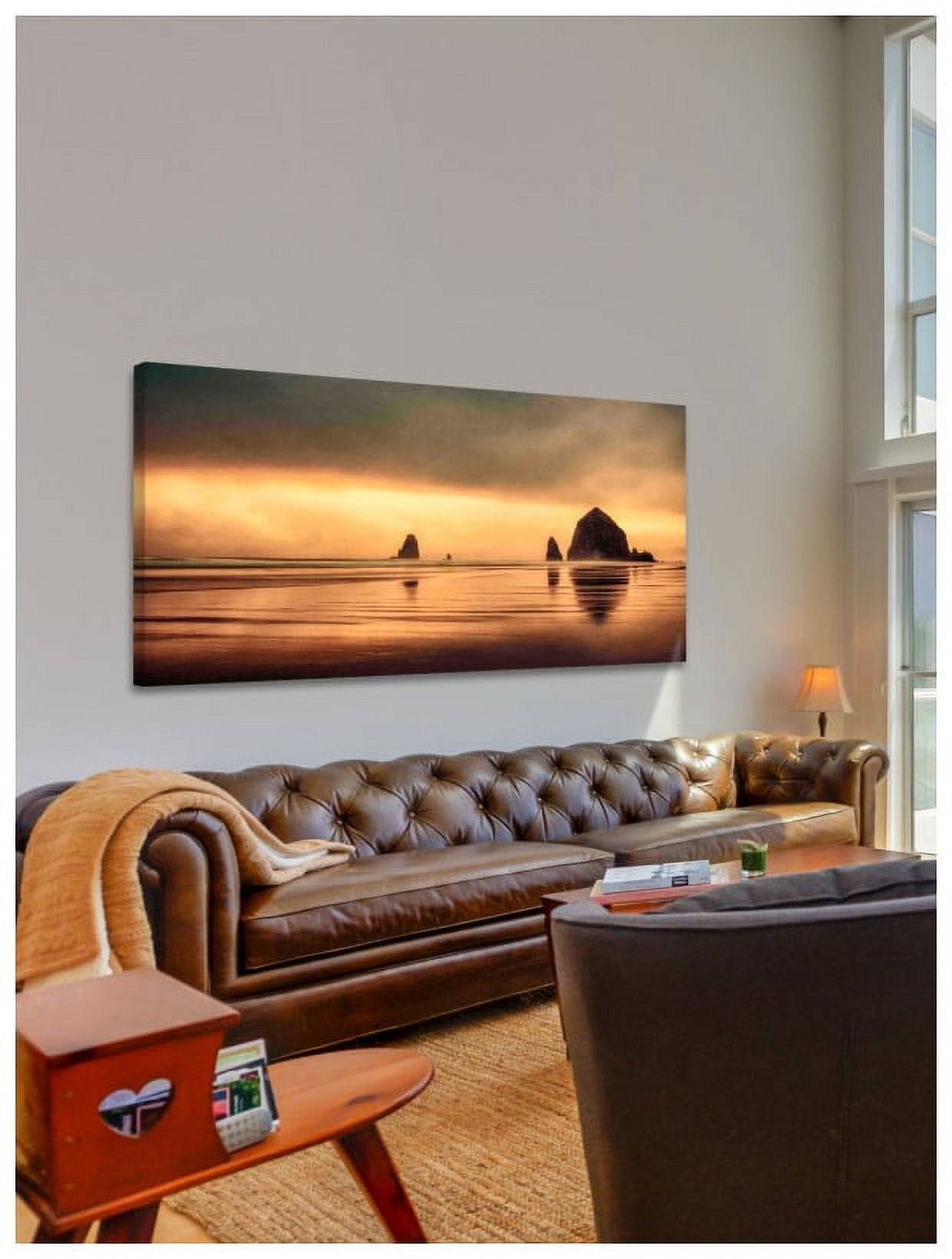 MARMONT HILL  - Handmade Haystack Sunset Painting Print on Canvas 36 x 18