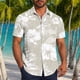 thumbnail image 1 of Blusa y camisa de manga corta con cuello vuelto para hombre, informal, a la moda, con estampado de bolsillo y botones, de poliéster., 1 of 6