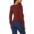 thumbnail image 3 of INSPIRE CHIC Women's Rib Knit Pullover Puff Sleeve Sweetheart Neck Solid Color Jumper Tops, 3 of 5