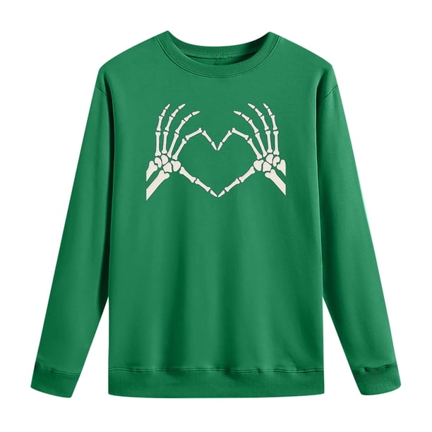 Moda mujer cuello redondo Casual manga larga Halloween impreso sudadera Tops blusa Pompotops FGAJ6512