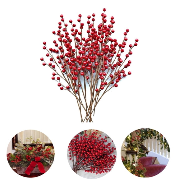Berries Picks Ornaments,Set of 24 Reusable Christmas Tree Decorations,13.8in Artificial DIY Crafts Ornaments for Wreath,Home,Holiday