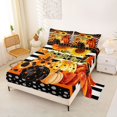 thumbnail image 2 of Manfei Watercolor Polka Dot Pumpkin Queen Sheets for Kids, Black White Sunflower Stripe Queen Sheet Sets, 4pcs, 1 Flat Sheet, 1 Fitted Sheet and 2 Pillowcases, 2 of 6