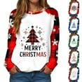 thumbnail image 6 of larppty Merry Christmas Sweatshirts for Women Xmas Plaid Tree Tops Christmas Plaid Shirt Long Sleeve Tee Tops (Green, M), 6 of 9