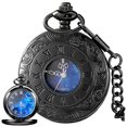 thumbnail image 2 of Reloj de bolsillo Tiong 4,5 cm con números romanos y cielo estrellado azul, 2 of 9