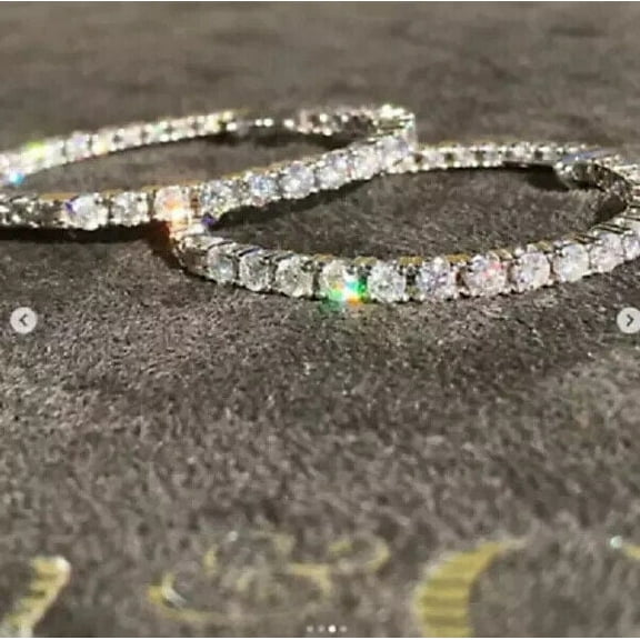 2.20Ct Round Lab Created Diamond Huggie Hoop Women's Earrings 14K White Gold Plated