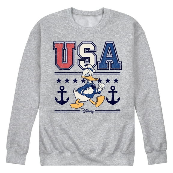 Disney - Americana - Usa Donald - Men's Crew Neck Fleece Pullover