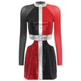 thumbnail image 3 of Jhaoyu Robe Déguisement des Années 60 pour Femmes, Mini Robe à Sequins Scintillants, Tenues de Spectacle, Rouge L, 3 of 8