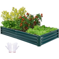 DYJP Galvanized Raised Garden Beds Large Metal Planter Raised Beds with Middle Support Bar for Flower, Vegetables, Herb, 8×4×1 FT