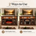 thumbnail image 6 of SESSLIFE Fireplace TV Stand for TVs up to 65", 58" Farmhouse Entertainment Center with 23" Electric Fireplace, LED Lights, Glass Door Storage Cabinets, Brown, 6 of 11