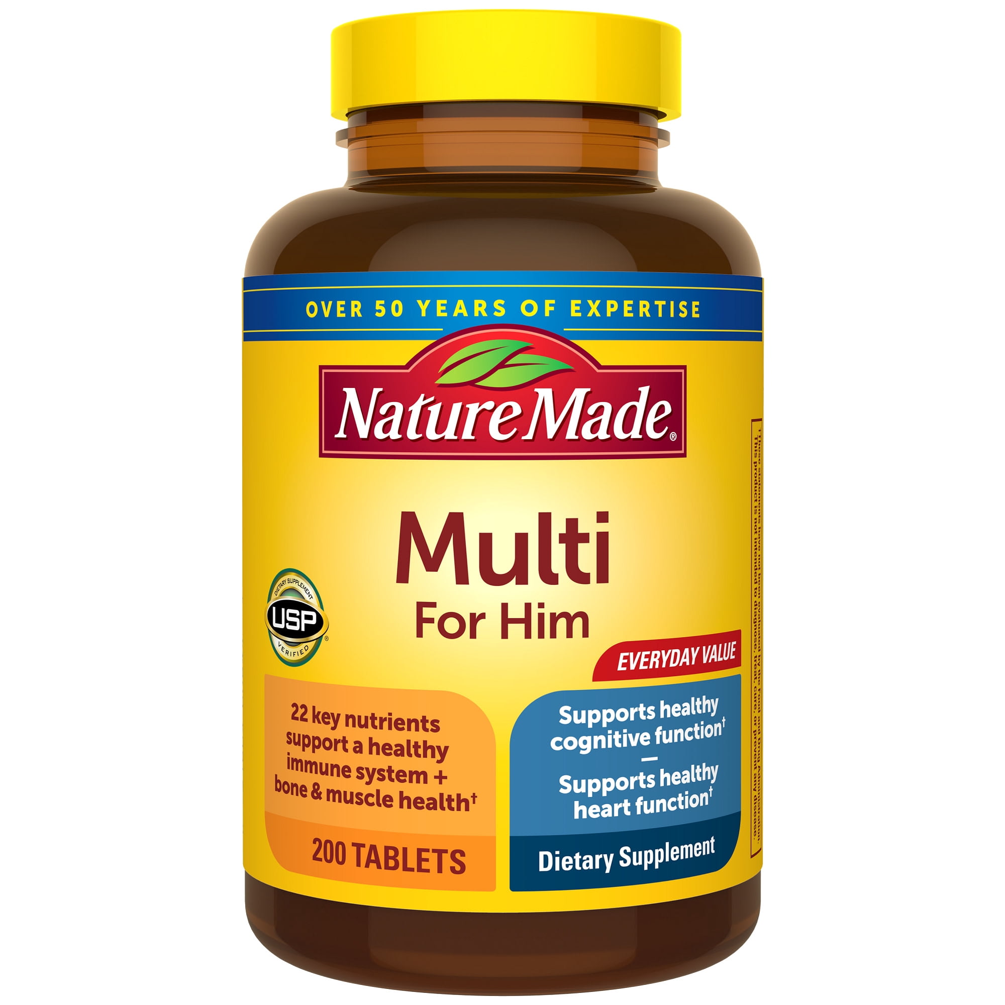 Nature Made Multivitamin For Men with No Iron Tablets, Mens Multivitamin, 200 Count