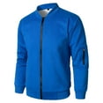 thumbnail image 2 of JTieacloth Fleece Lined Hooded Coat Men's Lightweight Jacket Casual Windbreaker Flight Coat Zip Up Textured Jacket With Pocket Blue, 2 of 6