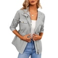 thumbnail image 2 of Long Sleeve Women Zipper Coat Stand Collar Casual Trenchcoat Jacket, 2 of 5