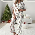 thumbnail image 2 of UngA Christmas Pajamas for Women Silk 2 Piece Satin Pjs Soft Button Down Sleepwear Wide Leg Long Pants with Pockets Christmas Pajamas for Women Set,Size M, 2 of 5