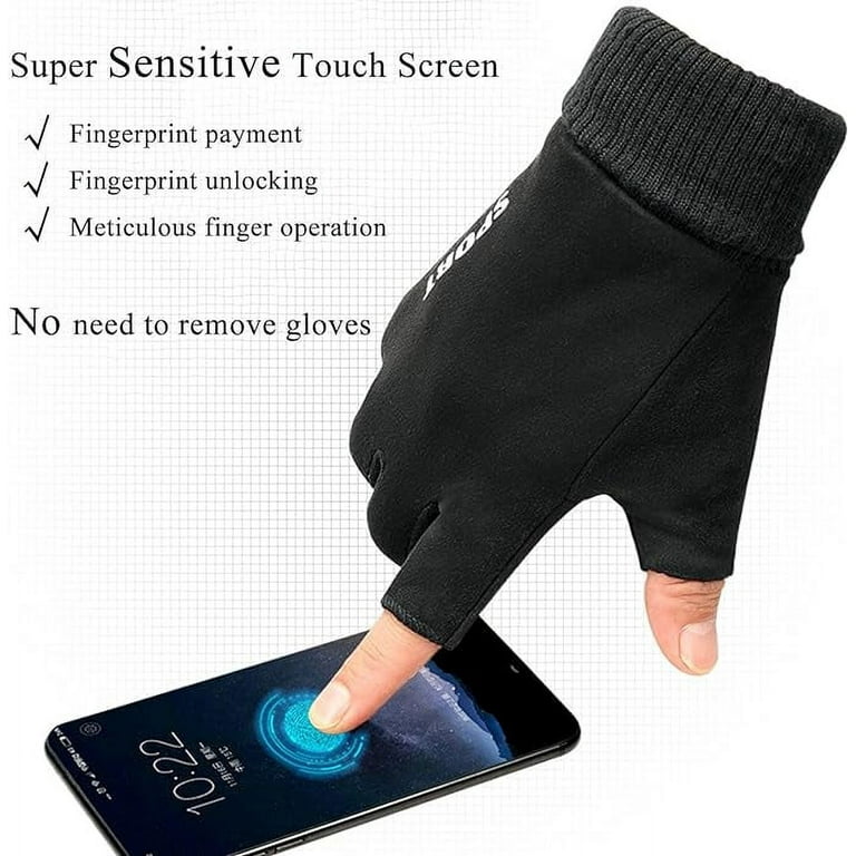 Guanti Invernali Senza Dita KXF – Antivento, Termici, Touch Screen, Con Presa In Silicone, Per Uomo E Donna - 5