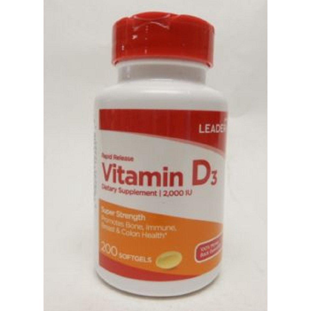 Leader Vitamin D Softgels, 2000IU, 200ct