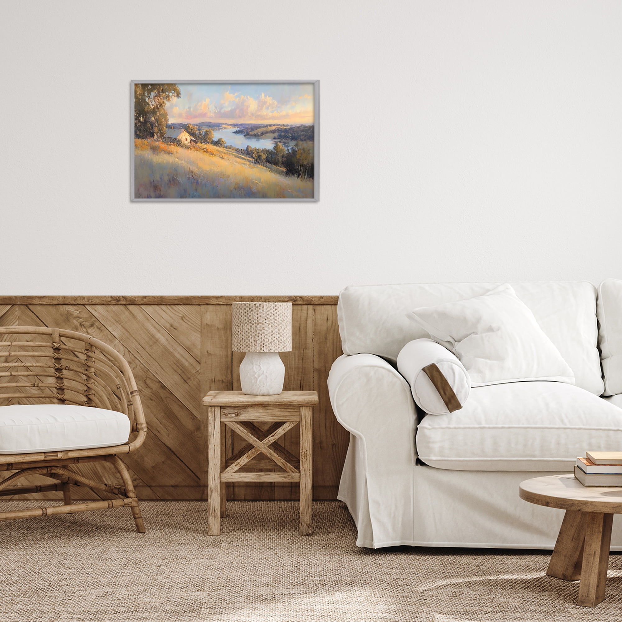 Stupell Industries Hilltop Cottage in Sunset Glow Gray Framed Giclee Art, design by Creative Studio