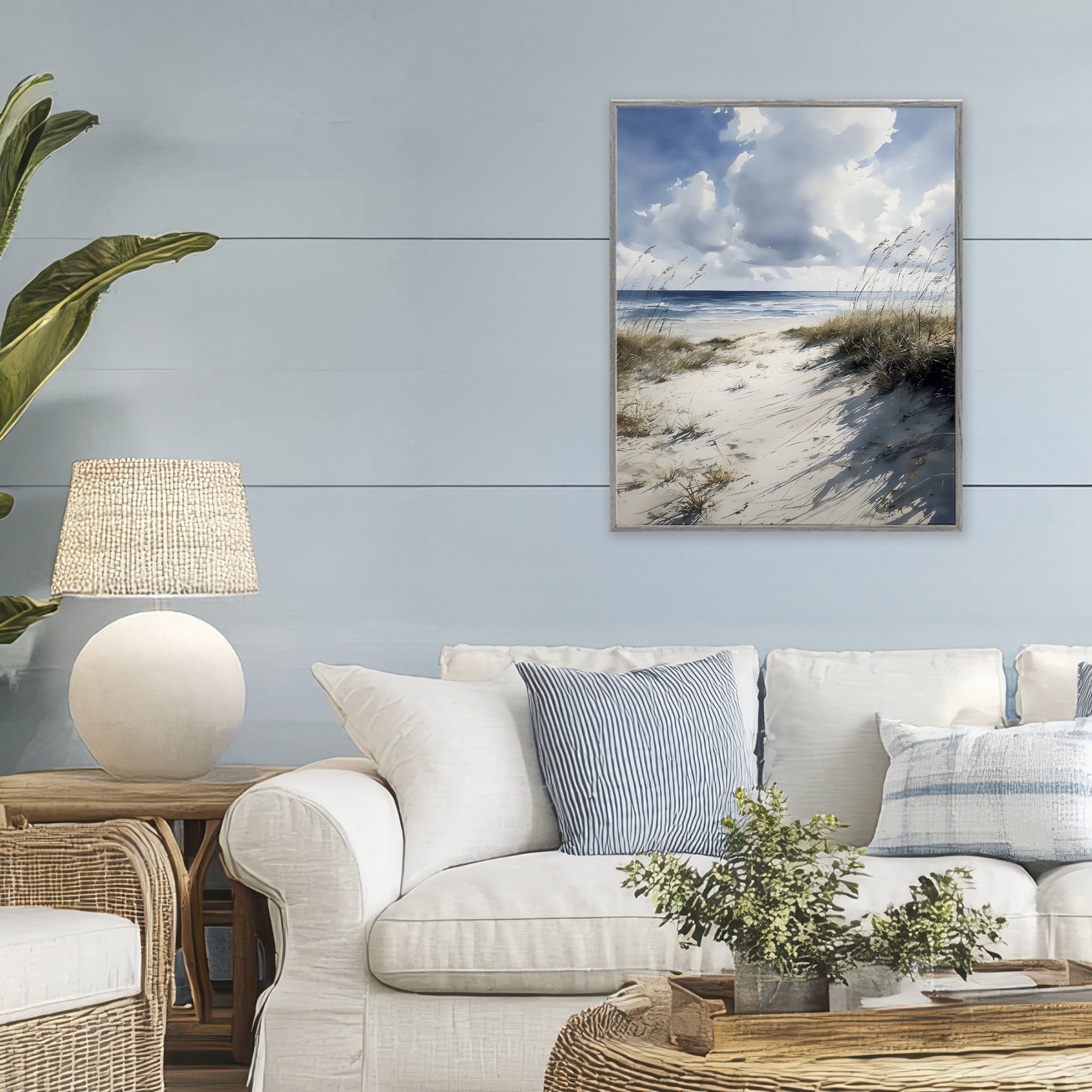 Stupell Industries Dune Beach at Midday Gray Framed Giclee Art, design by Franklyn Gregory
