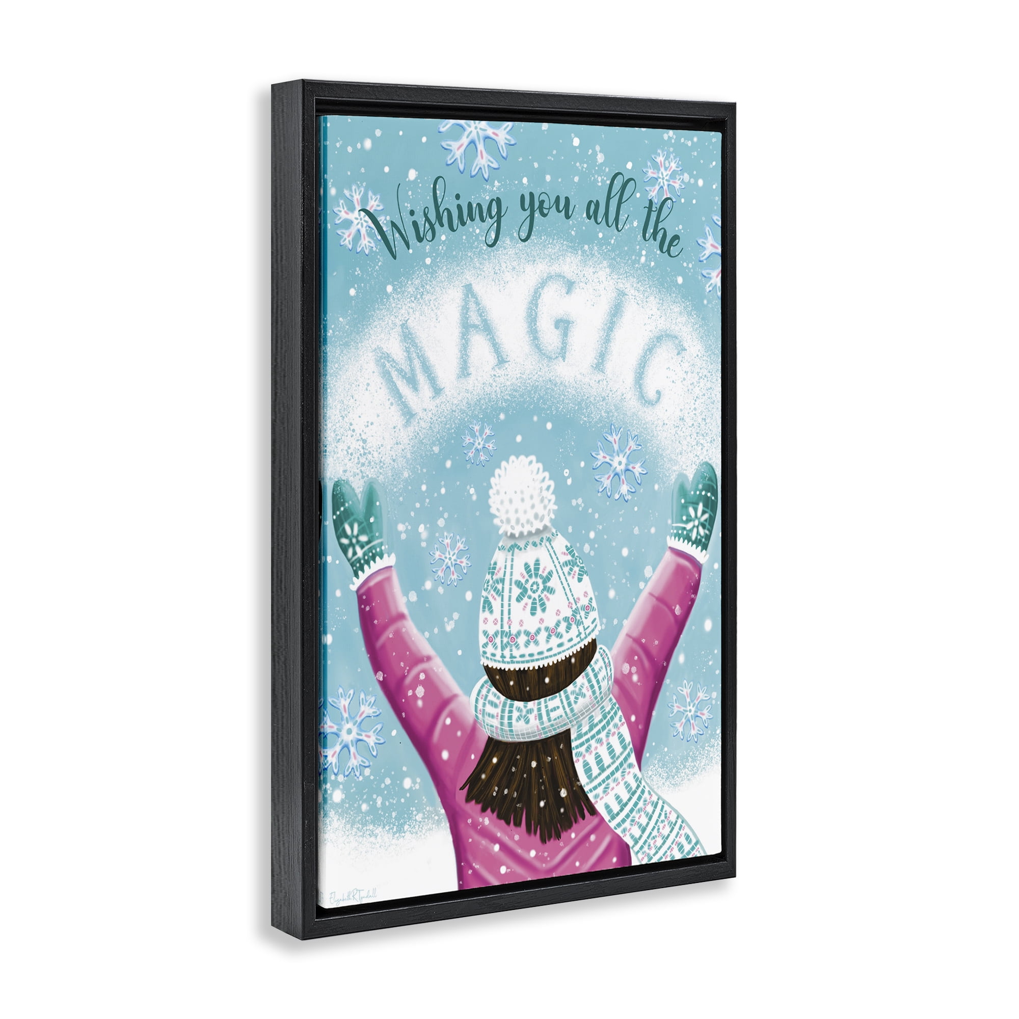 Stupell Industries Wishing You Magic Holiday Painting Black Floater Framed Art Print Wall Art, 17 x 25