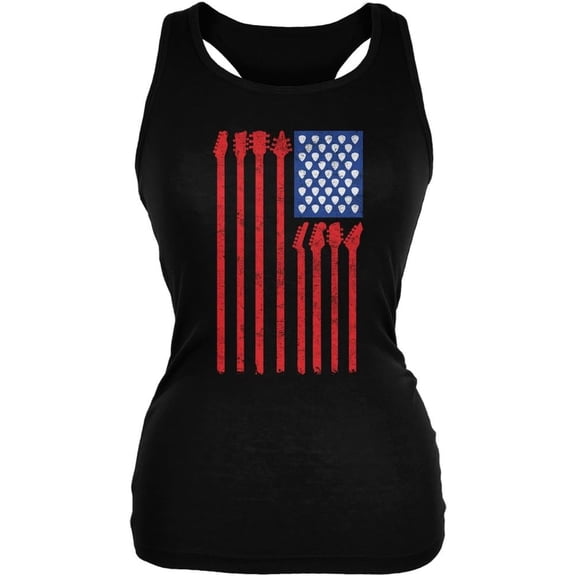 4th Of July Stars and Strings Guitar American Flag Women's Juniors Tank Top