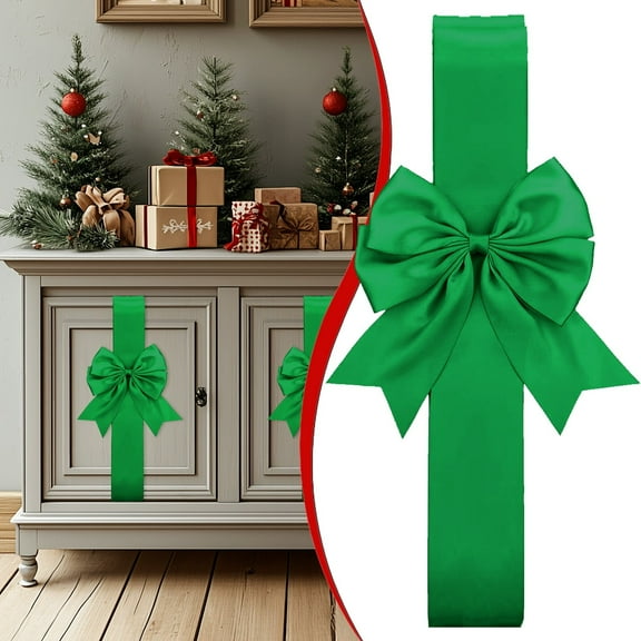 78.8 Inch Green Christmas Cabinet Bows for Kitchen, Large Holiday Door Ribbons for Gifts, Cabinets, Fireplace, Furniture, Xmas Tree & Party Decorations