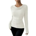 thumbnail image 1 of MIASHUI Haut de sous-Vêtement Thermique à Col Rond en Tricot Uni pour Femmes, Couche de Base Chaude pour l'Hiver, Blanc, TTG, 1 of 5