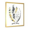 thumbnail image 2 of Designart 'Yellow Ethnic Plume Feathers On White' Bohemian & Eclectic Framed Art Print, 2 of 4