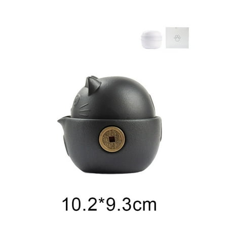 

Cat Series Travel Portable Ceramic Tea Set with Tea Pot Tea Cups Travel Bag for Office Home Travel.