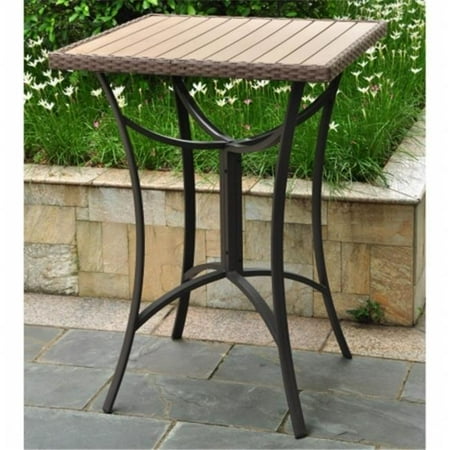 International Caravan Inc 4215-TBL-BKA Barcelona Resin Wicker-Aluminum Bar Bistro Table - Black