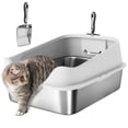 thumbnail image 1 of PawHut XL Cat Litter Box Stainless Steel, High Sided with Litter Scoop Grey, 1 of 10