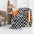 thumbnail image 5 of Throw Blankets Flannel Blanket with Checkerboard Plaid Pattern Soft Throw Blanket for Couch, Bed, Sofa Luxurious Warm and Cozy for All Seasons (Black, 50"x60"), 5 of 7